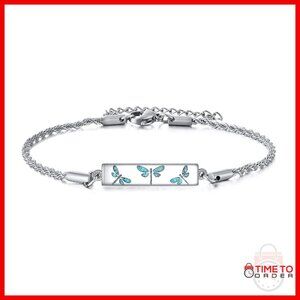 Sterling Silver Hummingbird Abalone Shell Pendant Bracelet Adjustable Chain